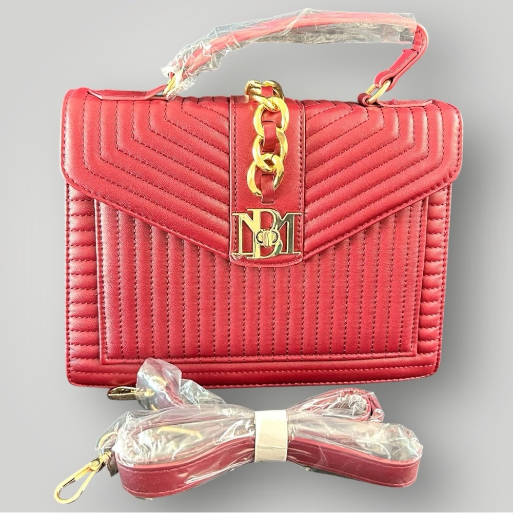 Badgley Mischka Quilted Wine Red Medium Crossbody Tote New NWT Retail:$179 - Picture 1 of 11